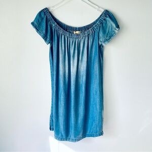 Chambray off the shoulder baby doll dress